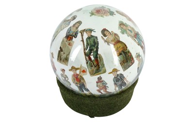 Lot 180 - A VICTORIAN DECALOMANIA GLASS SPHERE