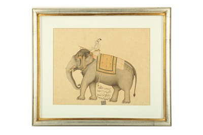 Lot 341 - A TINTED DRAWING OF A MUGHAL PRINCE RIDING AN ELEPHANT