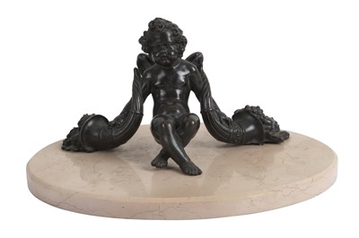 Lot 462 - A BRONZE ARCHITECTURAL FRAGMENT OF A CHERUB, 19TH CENTURY