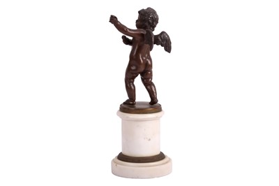 Lot 463 - A BRONZE MODEL OF A STANDING CHERUB, 19TH CENTURY