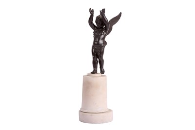 Lot 464 - A BRONZE MODEL OF A STANDING CHERUB, LATE 19TH CENTURY