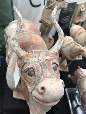 Lot 539 - A CHINESE POTTERY MODEL OF AN OX.
