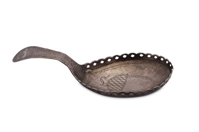 Lot 381 - A George III sterling silver caddy spoon, Birmingham 1806, makers mark obliterated