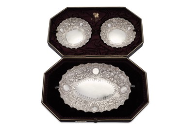 Lot 449 - A cased set of Victorian sterling silver dishes, London 1891 by Josiah Williams & Co (George Maudsley Jackson)