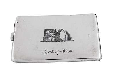 Lot 258 - A mid-20th century Iraqi silver and niello cigarette case, Basra or Omara dated 1958