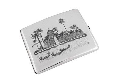 Lot 255 - An early 20th century Iraqi silver and niello cigarette case, Basra or Omara circa 1930