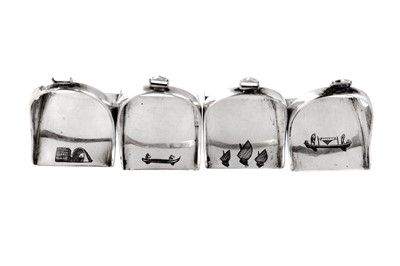 Lot 283 - Two pairs of early 20th century Iraqi silver and niello napkin rings, circa 1920 each signed Omara, Nahy