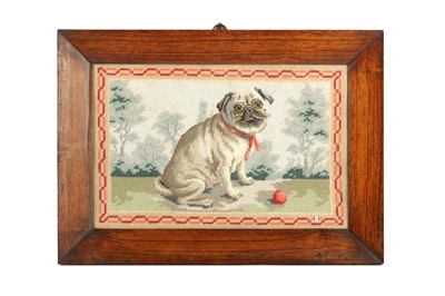 Lot 219 - A VICTORIAN GROS POINTE NEEDLEWORK OF A PUG