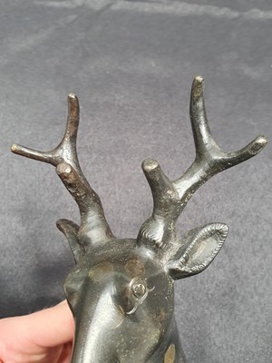 Lot 189 - A PAIR OF CHINESE BRONZE DEER.