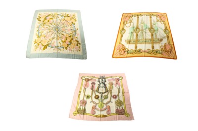 Lot 367 - THREE HERMES SILK SCARVES