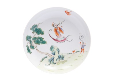 Lot 42 - A CHINESE FAMILLE ROSE 'ZHANG DAOLING' DISH.
