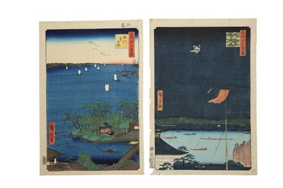 Lot 373 - TWO WOODBLOCK PRINTS BY HIROSHIGE (1797 - 1858).