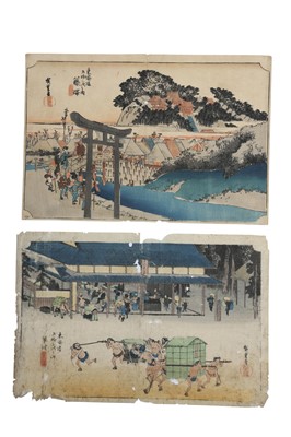 Lot 368 - TWO WOODBLOCK PRINTS BY HIROSHIGE (1797 - 1858).