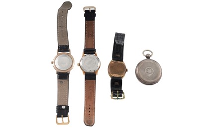 Lot 14 - 3 WRISTWATCHES AND 1 POCKET WATCH.