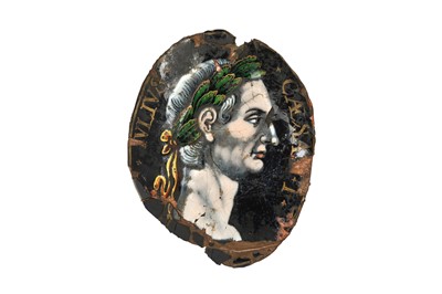 Lot 318 - A 17TH CENTURY LIMOGES ENAMEL OF CEASAR ATTRIBUTED TO JACQUES LAUDIN II (1663-1729)