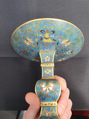 Lot 182 - A PAIR OF CHINESE CLOISONNE ENAMEL 'BAJIXIANG' STANDS.