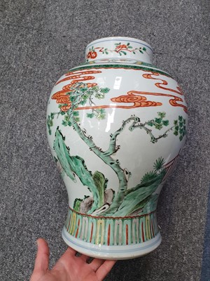 Lot 114 - A CHINESE FAMILLE VERTE 'BOYS' BALUSTER VASE AND COVER.