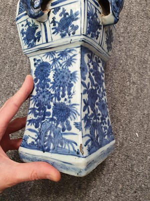 Lot 279 - A CHINESE BLUE AND WHITE ALTAR VASE, FANG ZUN.
