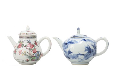 Lot 366 - TWO CHINESE TEAPOTS AND COVERS.