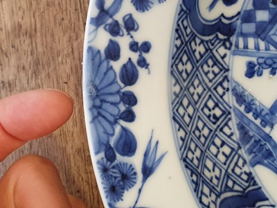 Lot 68 - TWO CHINESE BLUE AND WHITE 'DREAM OF THE RED CHAMBER' DISHES.