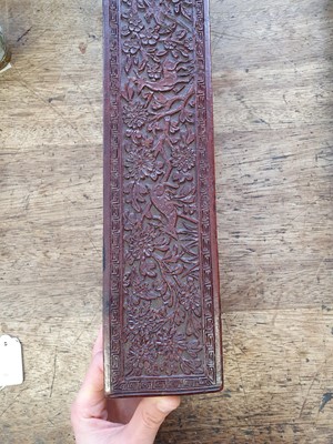 Lot 150 - A CHINESE CINNABAR LACQUER RECTANGULAR SCROLL BOX, COVER AND LINER.