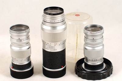 Lot 275 - Group of Three Leica M Series Elmar Telephoto Lenses.
