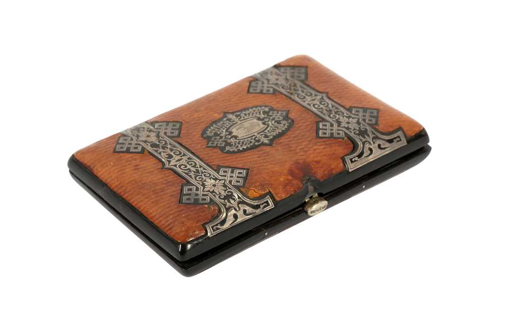 Lot 211 - A FRENCH LEATHER OVERLAY AND TORTOISE SHELL