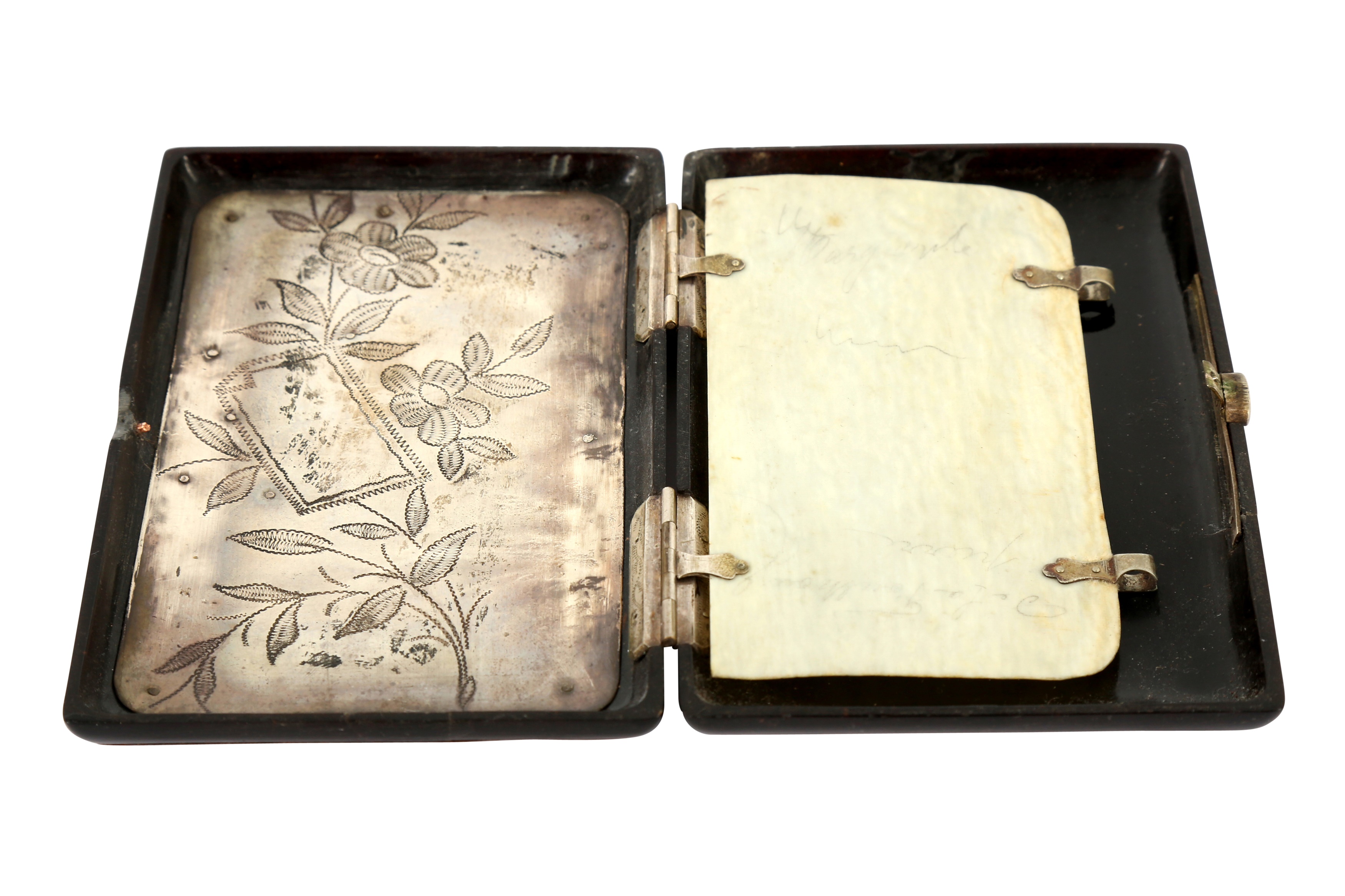 Lot 211 - A FRENCH LEATHER OVERLAY AND TORTOISE SHELL