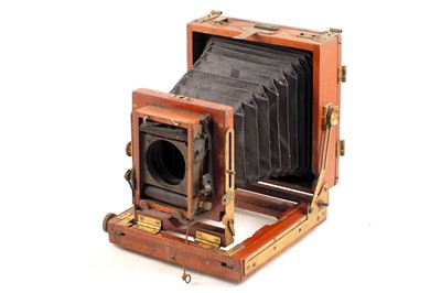 Lot 166 - An Unnamed Wood & Brass Quarter Plate Camera, Needs Attention.