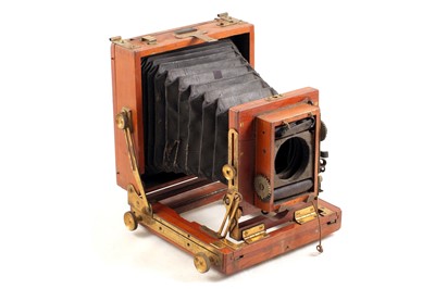 Lot 166 - An Unnamed Wood & Brass Quarter Plate Camera, Needs Attention.