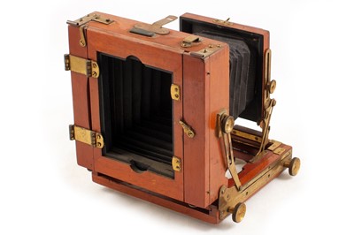 Lot 166 - An Unnamed Wood & Brass Quarter Plate Camera, Needs Attention.