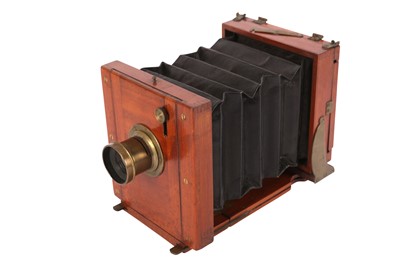 Lot 170 - A Unmarked Mahogany & Brass Tailboard Camera