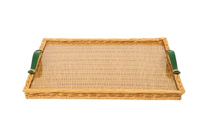 Lot 499 - Hermes Oseraie Large Wicker and Glass Serving Tray