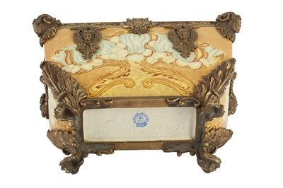 Lot 177 - A WONG LEE CRACKLEWARE POTTERY AND BRONZE MOUNTED RECTANGULAR JARDINIERE, LATE 20TH CENTURY