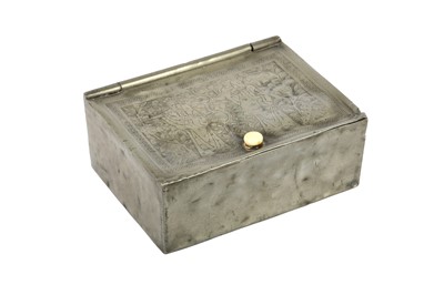 Lot 612 - A CHINESE KUT HING PEWTER RECTANGULAR TEA CADDY, LATE 19TH CENTURY