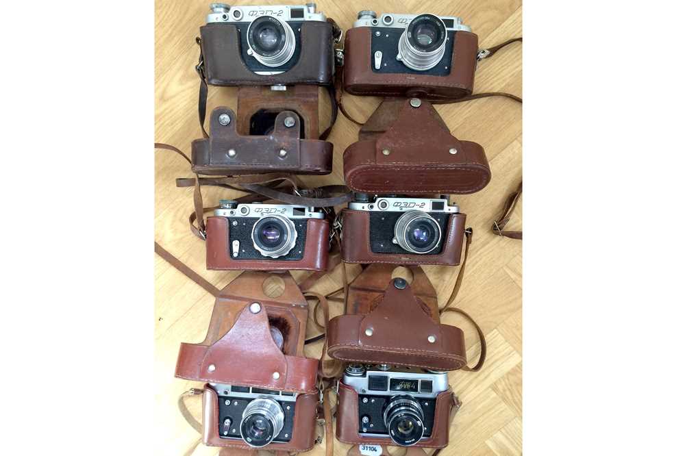Lot 124 - Four FED 2 & Two FED Soviet Rangefinder Cameras.