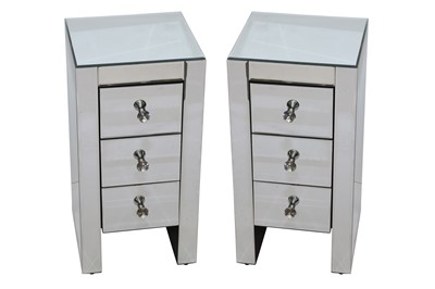 Lot 56 - A PAIR OF CONTEMPORARY MIRRORED BEDSIDE CHESTS