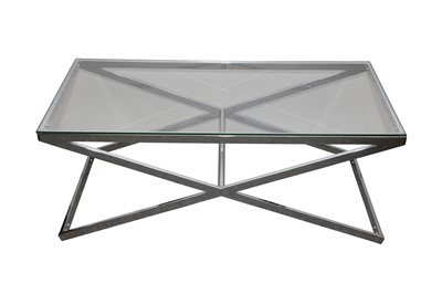 Lot 52 - A CONTEMPORARY CHROMED LOW TABLE, 21ST CENTURY