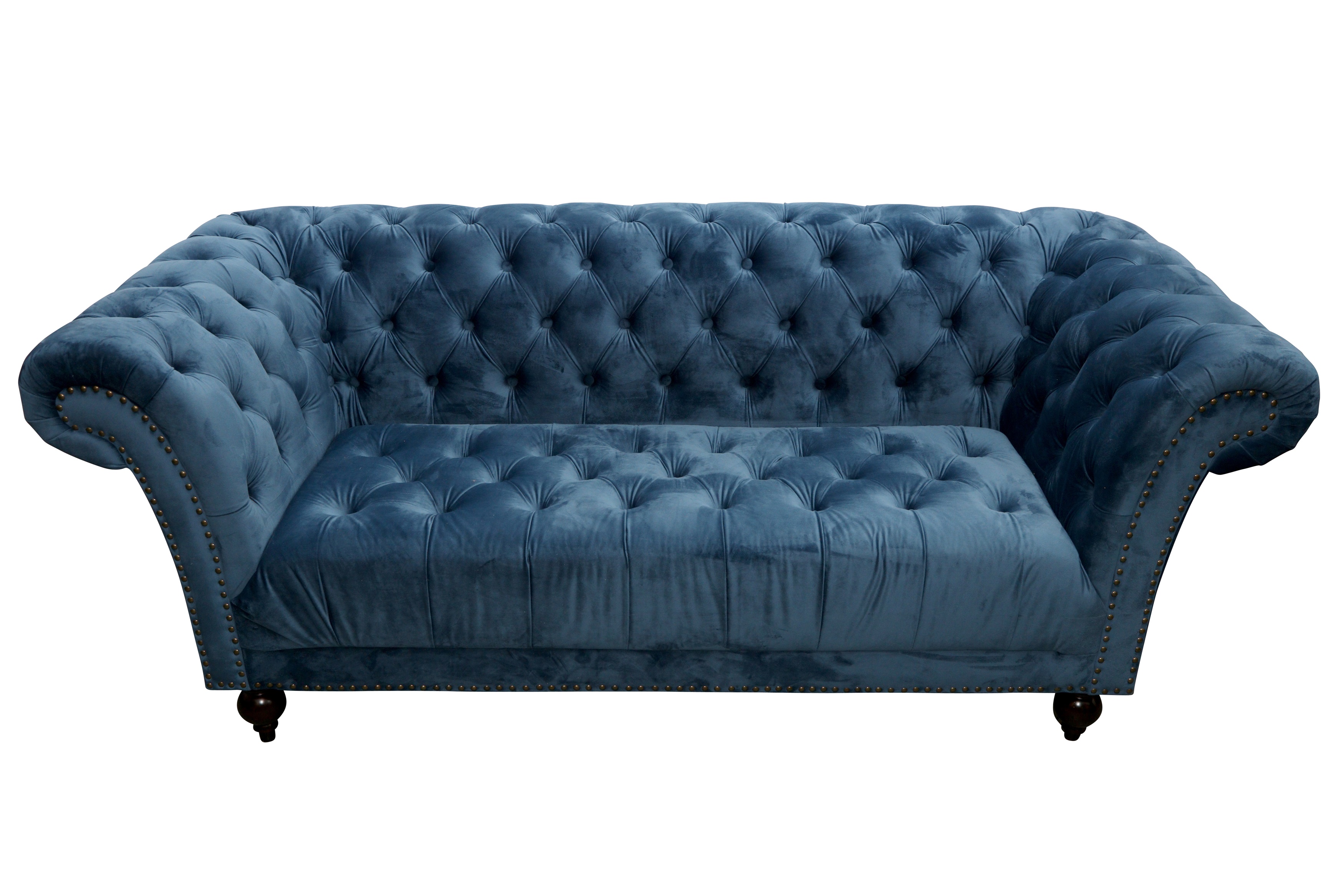Lot 32 A CHESTERFIELD SOFA UPHOLSTERED IN BLUE