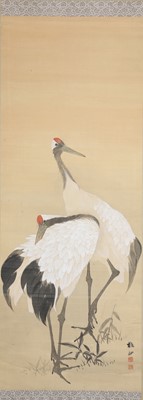 Lot 361 - A HANGING SCROLL OF CRANES.