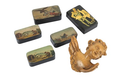 Lot 194 - A COLLECTION OF THREE ENGLISH PAPIER MACHE BOXES, 19TH CENTURY