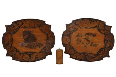 Lot 188 - TWO REGENCY PENWORK FACE SCREENS, EARLY 19TH CENTURY