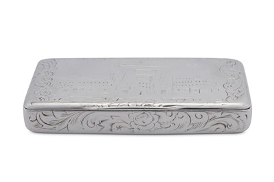 Lot 24 - A late 19th century French 800 standard silver 'castle top' snuff box, Paris circa 1870 by Alfred-Charles Coignet (reg. 18th May 1865 biff. 30th Oct 1889)