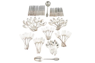 Lot 271 - A FRENCH CHRISTOFLE MARIE ANTOINETTE PATTERN SILVER PLATED FLATWARE SET