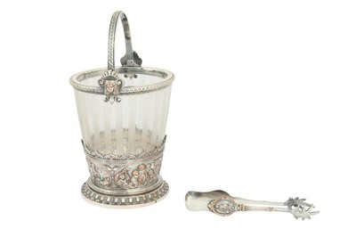 Lot 273 - AN ELKINGTON SILVER PLATED AND GLASS ICE BUCKET, LATE 19TH CENTURY