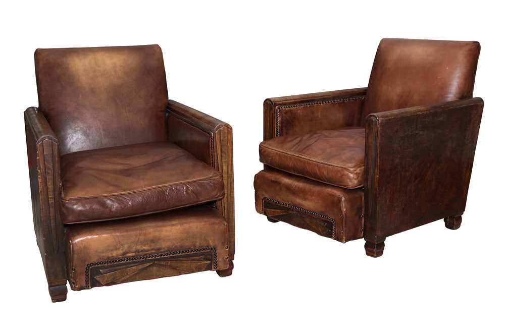 Lot 35 - A PAIR OF ART DECO CLUB ARMCHAIRS