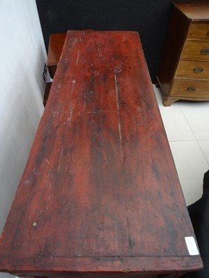 Lot 108 - A TIBETAN RED LACQUERED SIDE CABINET
