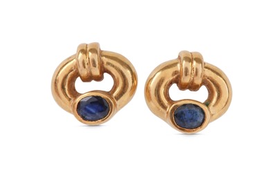 Lot 311 - A PAIR OF SAPPHIRE EARSTUDS