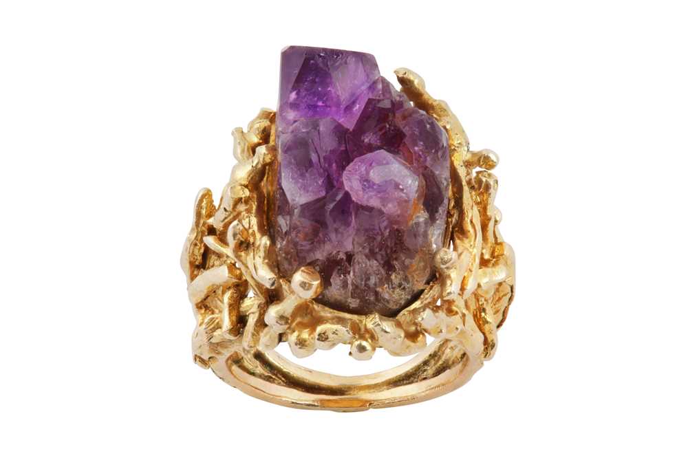 Lot 159 - An amethyst dress ring, circa 1970