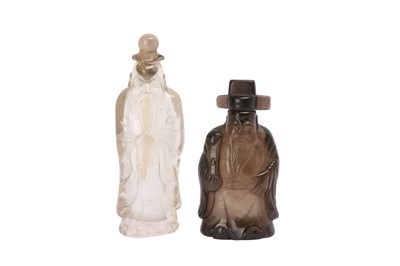 Lot 104 - TWO CHINESE CRYSTAL FIGURATIVE SNUFF BOTTLES.